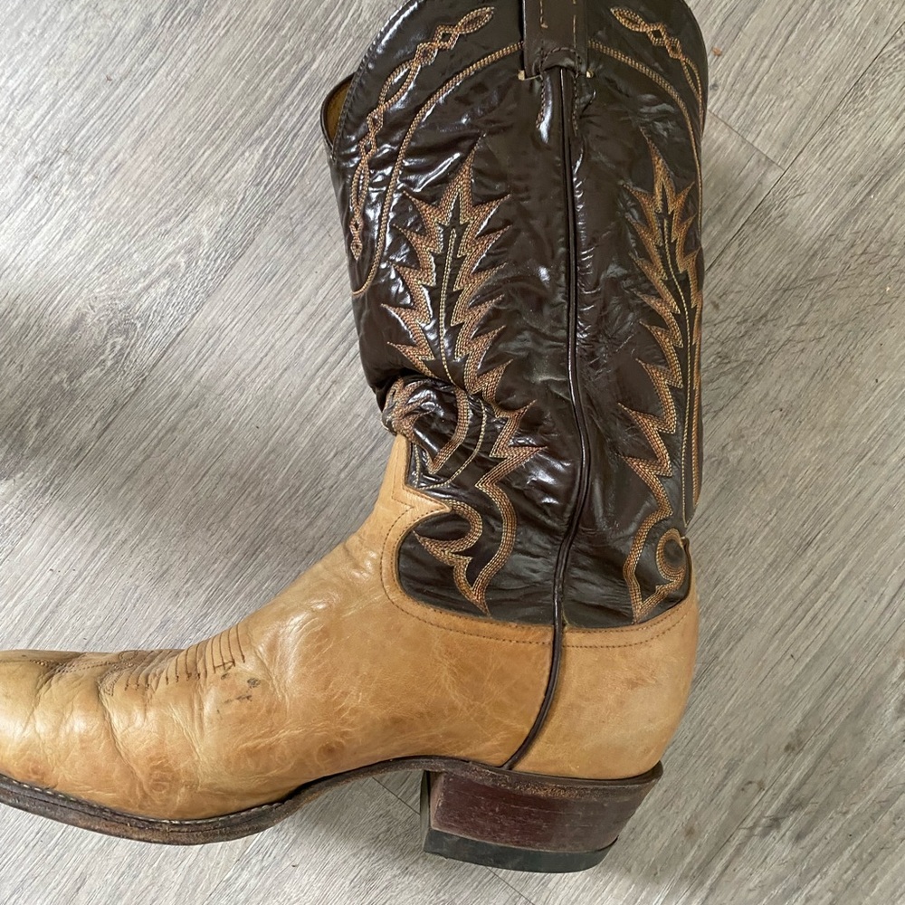 Tony Lama Brown and Tan Cowboy Boots